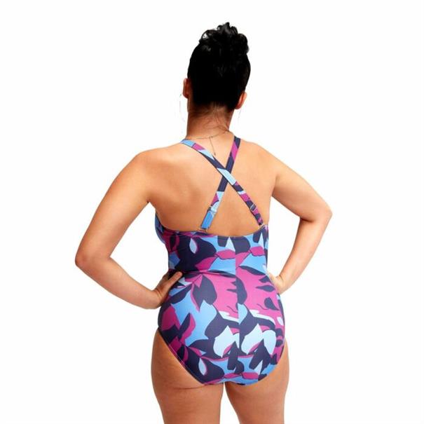 Speedo eco print v neck 1p blu/pin