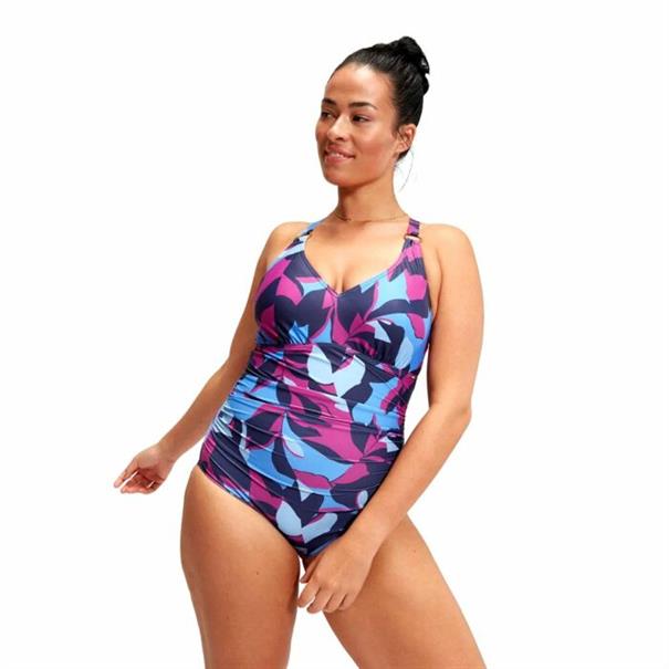 Speedo eco print v neck 1p blu/pin