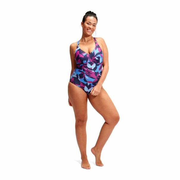 Speedo eco print v neck 1p blu/pin